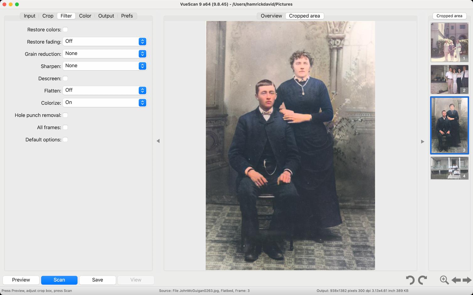 VueScan Screenshot showing the after image of AI-powered colorization