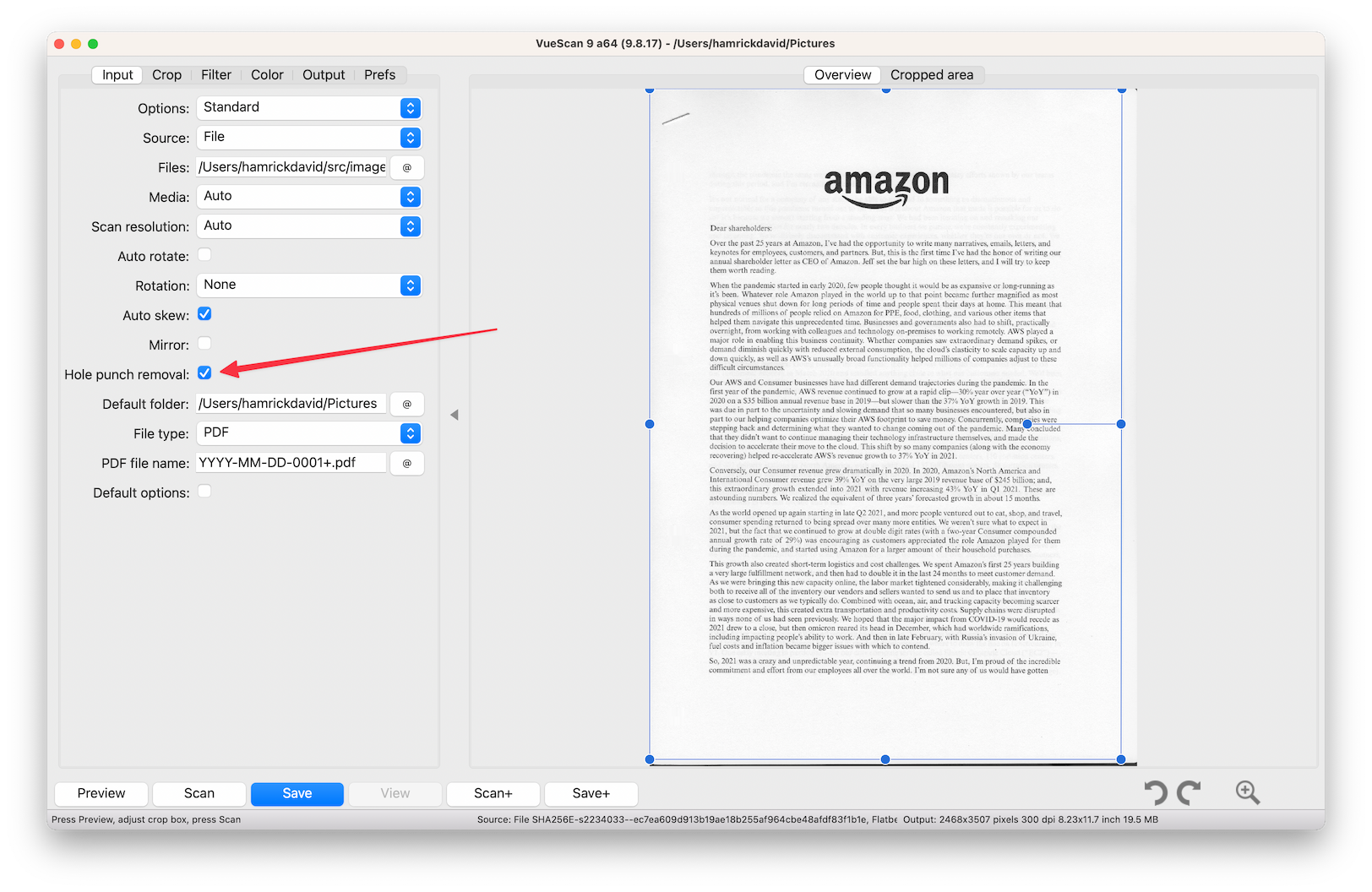 How to Remove Hole Punches in a Scanned Document VueScan Howto Guides